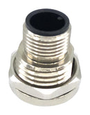 MULTICOMP PRO MPM12-SSP-4AFP Sensor Connector, M12, Male, 4 Positions, Solder Pin, Straight Panel Mount