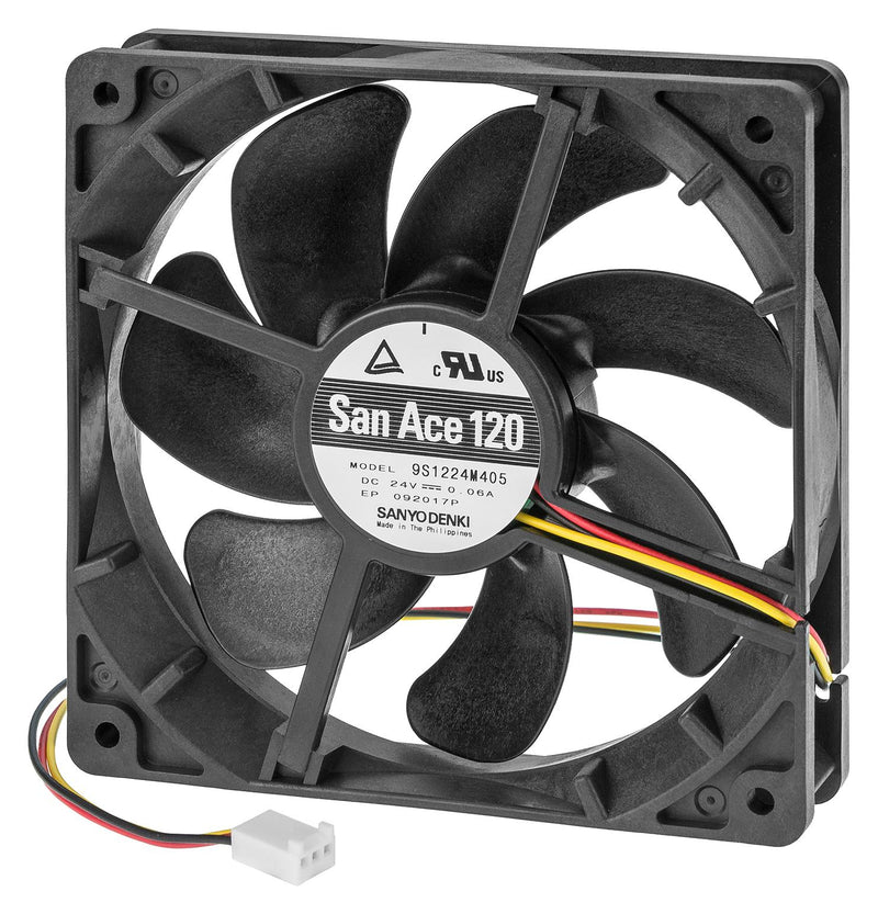 SANYO DENKI 9S1212P4H11 DC Axial Fan, 12 V, Square, 119 mm, 25 mm, Ball Bearing