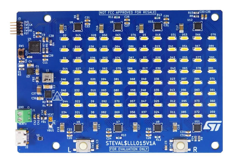 STMICROELECTRONICS STEVAL-LLL015V1 Evaluation Board, LED1202, 12 Output, 2.6 V to 5 V, 20 mA, Analogue, Digital