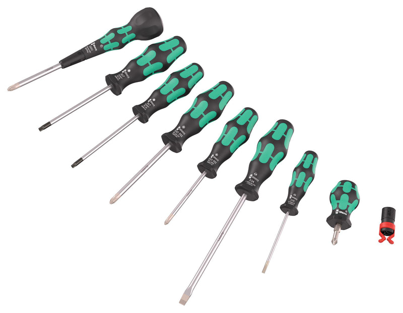 WERA 05134028001 Screwdriver Set, Ball-Grip, Phillips/Slotted/Torx/Screw Gripper, 9 Piece
