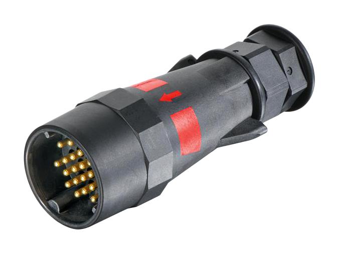 HARTING 09580181011 Circular Connector, Circular Industrial, UIC 558 Series, Cable Mount Plug, 18 Contacts, Crimp Pin