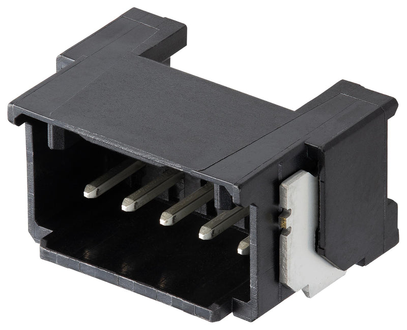 MOLEX 205972-0041 Pin Header, Black, Power, Wire-to-Board, 2 mm, 1 Rows, 4 Contacts, Surface Mount Right Angle