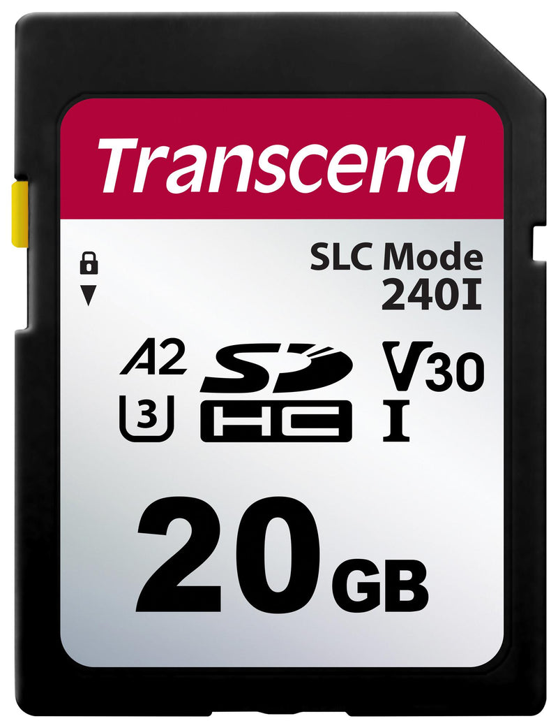 TRANSCEND TS20GSDC240I Flash Memory Card, 3D NAND, SD Card, UHS-1, Class 2, Class 30, V30, 20 GB, 3.6 V, -40 &deg;C, 85 &deg;C