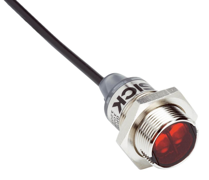 SICK GRTB18S-P1112 Photo Sensor, 300 mm, PNP, Background Suppression, Proximity, 10 to 30 VDC, Cable, GR18 Series