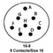 ITT CANNON KPSE06A16-8SX Circular Connector, KPS Series, MIL-DTL-26482 Series I, Straight Plug, 8 Contacts, Crimp Socket
