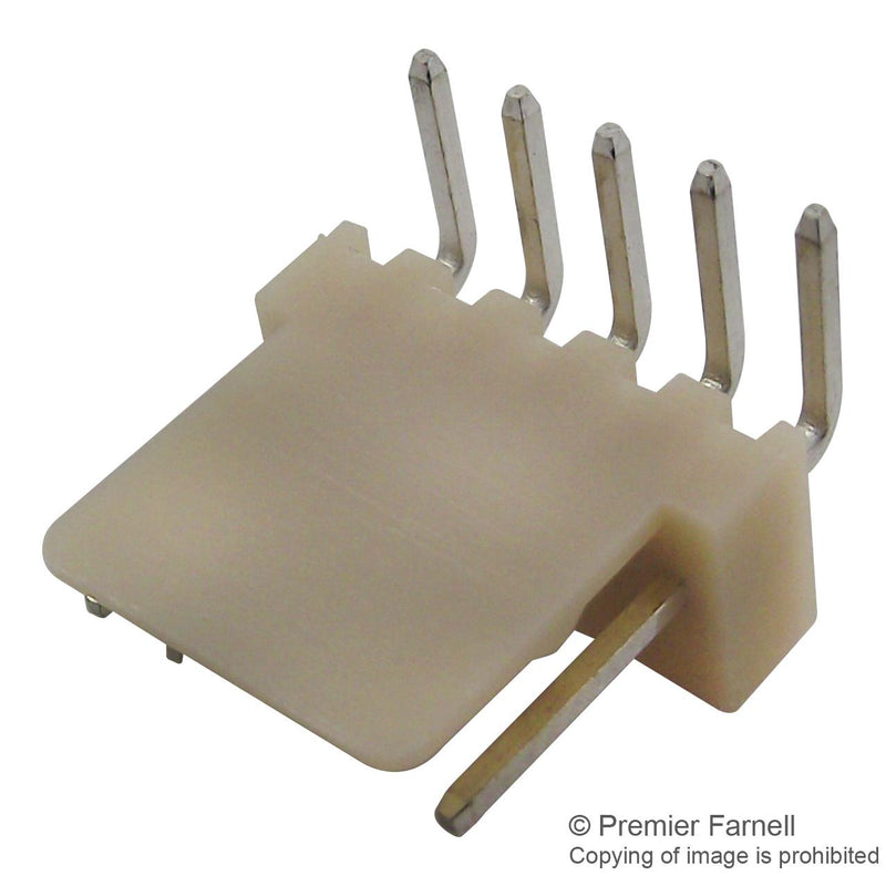 BULGIN LIMITED 14192 Pin Header, Right Angle, Wire-to-Board, 2.54 mm, 1 Rows, 5 Contacts, Through Hole Right Angle