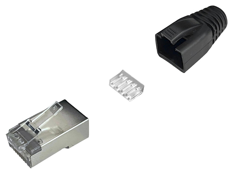 MH CONNECTORS MHRJC6AR2411 Modular Connector, w/Black Boot, RJ45 Plug, 1 x 1 (Port), 8P8C, Cat6a, Cable Mount