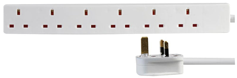 PRO ELEC 1596 1M Extension Lead, 6 Outlets, UK, 13 A, 240 V, UK Type G, 1 m