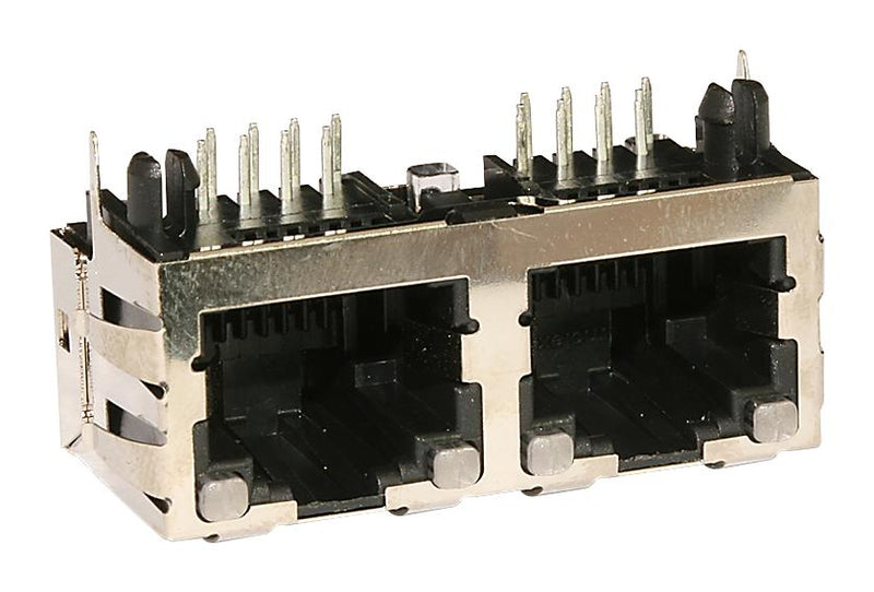 MOLEX 44248-0029 Modular Connector, RJ45 Jack, 1 x 2 (Ganged), 8P8C, Cat3, Through Hole Mount