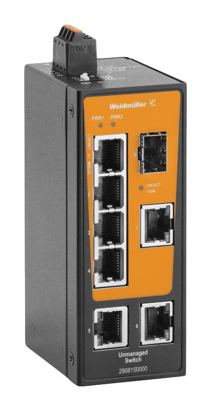 WEIDMULLER 2908150000 ENET SW, RJ45X7, SFPX1, 10MBPS/100MBPS