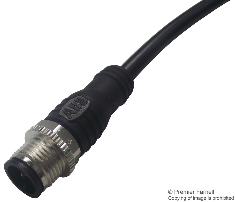 ABB - JOKAB 2TLA020056R2300 Sensor Cable, Black, M12 Plug, M12 Receptacle, 5 Positions, 10 m, 33 ft 20-056-23