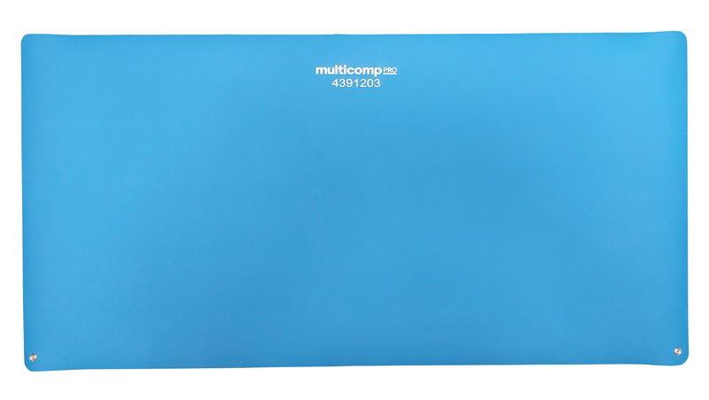MULTICOMP PRO MP013806 ESD Dissipative Mat, 2 10mm Snap Studs, Rubber, Blue, 1.2m L x 600mm W