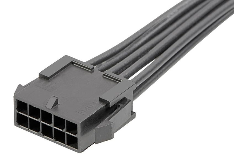 MOLEX 214758-1101 Cable Assembly, Micro-Fit 3.0 Plug to Free End, 10 Ways, 3 mm, 2 Row, 150 mm, 5.9 "