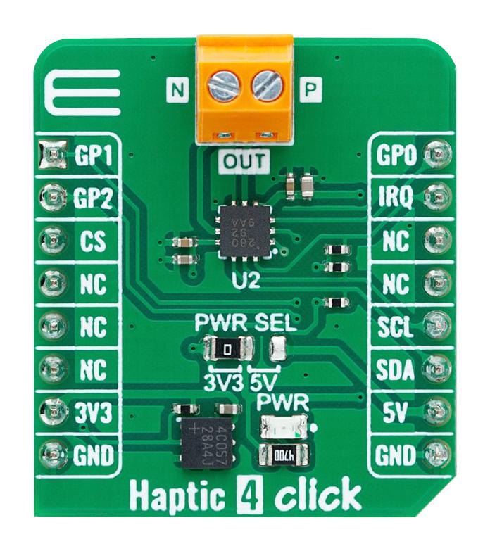 MIKROELEKTRONIKA MIKROE-6045 Add-On Board, Haptic 4 Click, DA7280, Haptic Driver, GPIO, I2C, PWM, 3.3V/5V