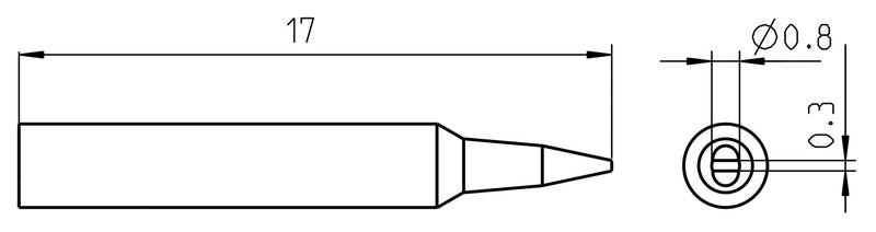 WELLER RTP 008 S SOLDERING TIP, CHISEL, 0.8MM