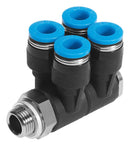 FESTO 186245 Multiple Distributor, G1/4, 6 bar, 6 mm Outer Dia Tube, PBT (Polybutylene Terephthalate) QSLV4-G1/4-6 multiple distributor