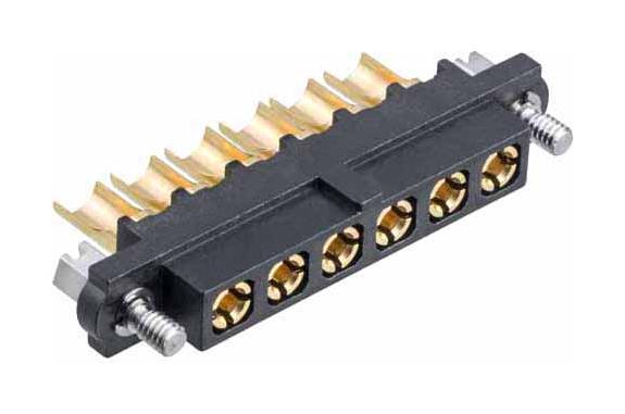 HARWIN M80-4000000F1-06-PF5-00-000 Rectangular Connector, Datamate Mix-Tek M80, 6 Contacts, Receptacle, 4 mm, Solder, 1 Row