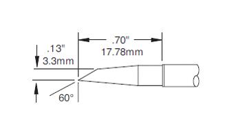 METCAL SMC-7HF6033S Soldering Tip, SMC-7 Series, 60&deg; Hoof, 3.3 mm, Standard