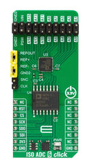 MIKROELEKTRONIKA MIKROE-5901 Add-On Board, ISO ADC 6 Click, 8 Channel, 24 Bit, MikroE mikroBUS Compatible Development Board