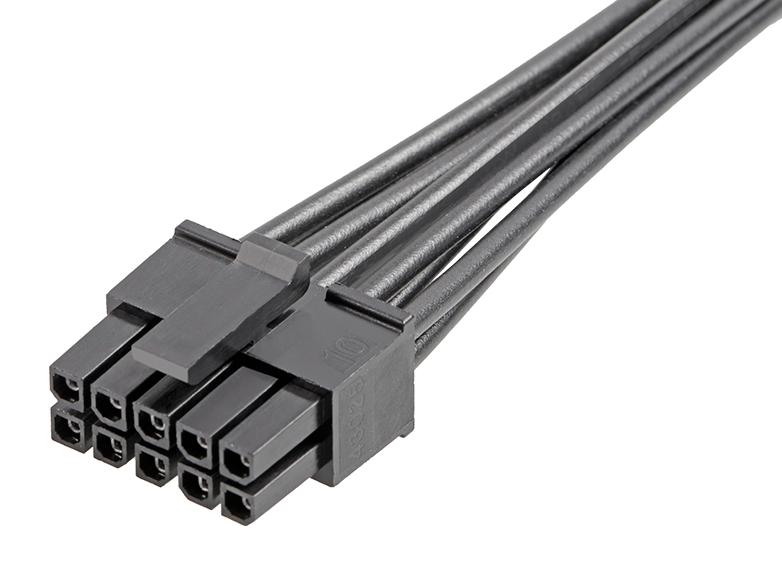 MOLEX 214756-2101 Cable Assembly, Micro-Fit 3.0 Receptacle to Free End, 10 Ways, 3 mm, 2 Row, 150 mm, 5.9 "