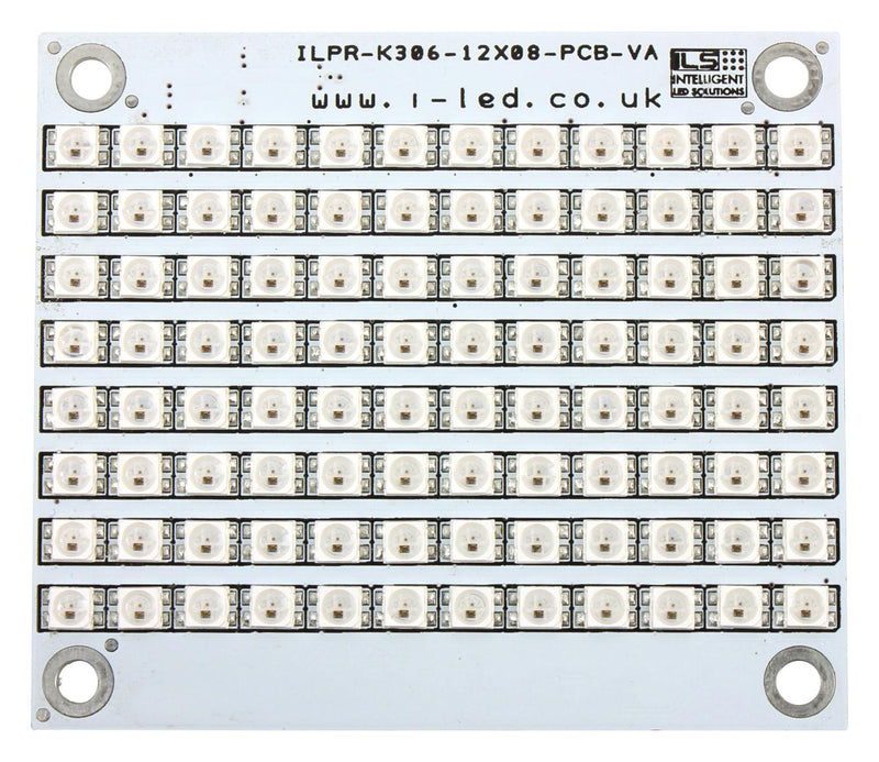 INTELLIGENT LED SOLUTIONS ILPR-K306-RGB1-12X08-SK105-01. LED Module, Board+LED, 96 LEDs, Rectangular, Red/Green/Blue, 5 VDC, 70 &deg;C