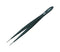 CK TOOLS T2302 Tweezer, Universal, Precision, Straight/Blunt Tip, 115mm OAL, 2mm Tip, Matte Black, Carbon Steel