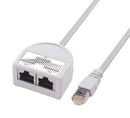 L-COM ECS803-1 Ethernet Cable, Cat5e, RJ45 Plug to 2x RJ45 Jack, Light Grey, 304.8 mm, 12 ft
