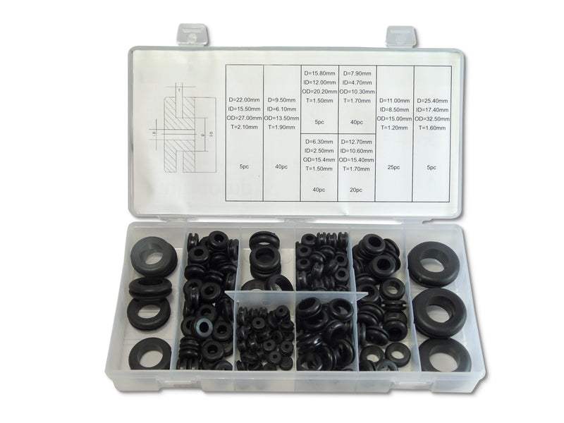 MULTICOMP PRO MP014772 Grommet Assortment, Rubber, 180 Pieces