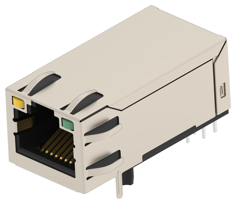 TE CONNECTIVITY 2489117-2 Modular Connector, GY/G LED, RJ45 Jack, 1 x 1 (Port), 8P8C, Cat5, Through Hole Mount