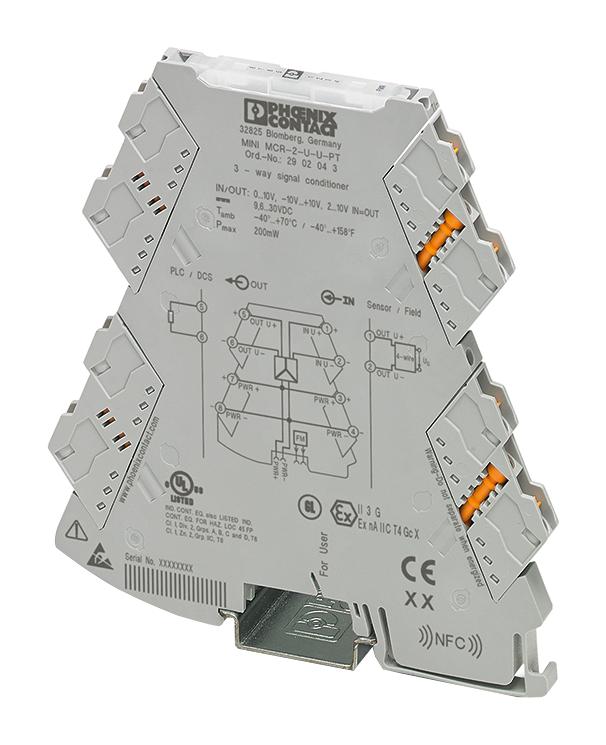 PHOENIX CONTACT 2902043 Signal Conditioner, 3 Way, Voltage Input, Output, 24 Vdc GTIN UPC EAN: 4046356652087 MINI MCR-2-U-U-PT