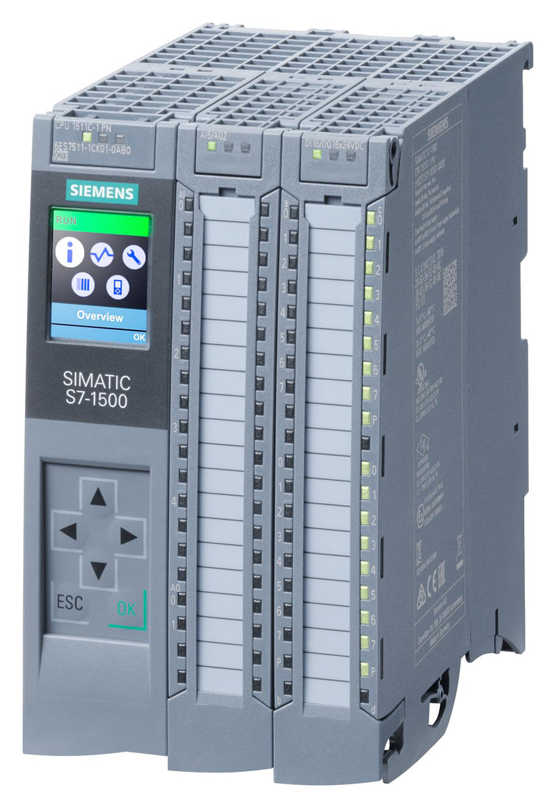 SIEMENS 6ES7511-1CK01-0AB0. Processor Module, 24 VDC, 175 kB, Analog 5 I/P, 2 O/P, Digital 16 I/P, 16 O/P