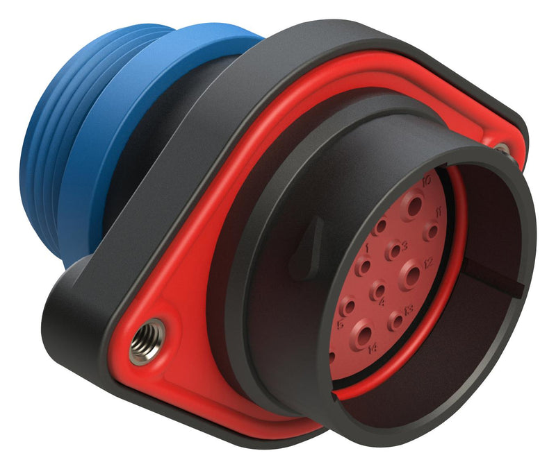 AMPHENOL SINE/TUCHEL AHDP02-24-19PR-STA 19 POSITION PANEL MOUNT RECEPTACLE, PIN,  SHELL SIZE 24, REDUCED DIAMETER SEAL (BLUE), SMALL THREAD ADAPTER 86AK2732