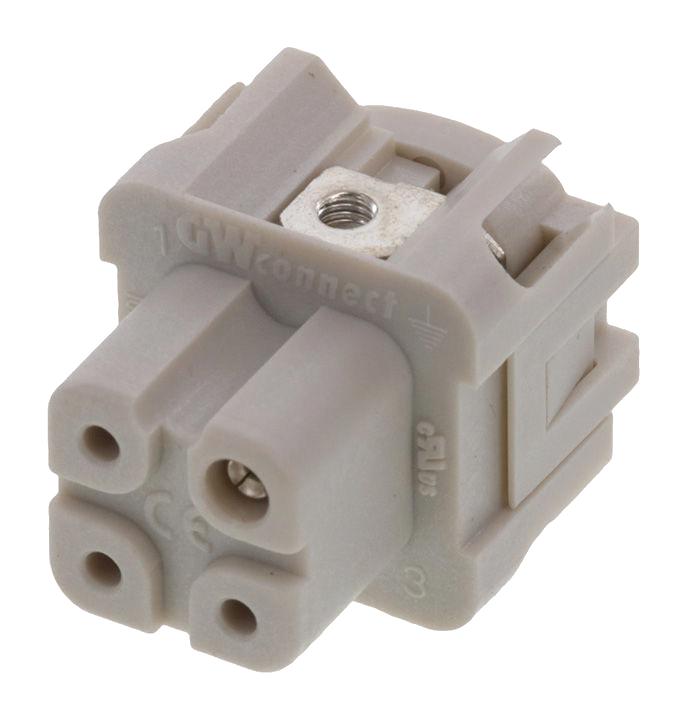 MOLEX 93601-0121 Heavy Duty Connector, Grey, GWconnect 93601 Series, Insert, 3 Contacts, 3A, Receptacle