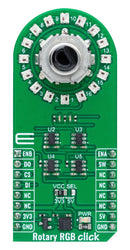MIKROELEKTRONIKA MIKROE-6067 Add-On Board, Rotary RGB Click, WS2812B-2020, EC12D1564402, RGB LED, High-Quality Rotary Encoder