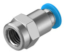 FESTO QSF-1/8-6-B Pneumatic Fitting, Push-In Fitting, G1/8, 14 bar, 6 mm, Brass, QSF