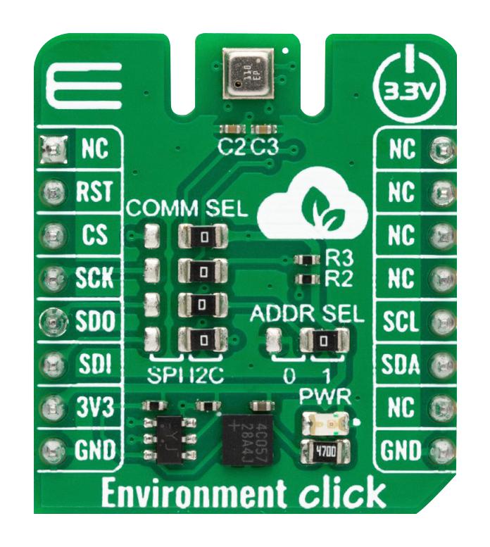 MIKROELEKTRONIKA MIKROE-5546 Add-On Board, Environment Click, BME680, Pressure, Temperature and Humidity Sensor, I2C, SPI