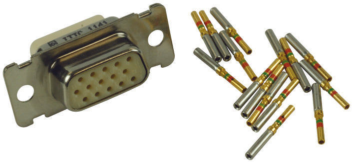 ITT CANNON DEMAM15SF225 D SUB CONNECTOR, HIGH DENSITY-HD, 15 POS