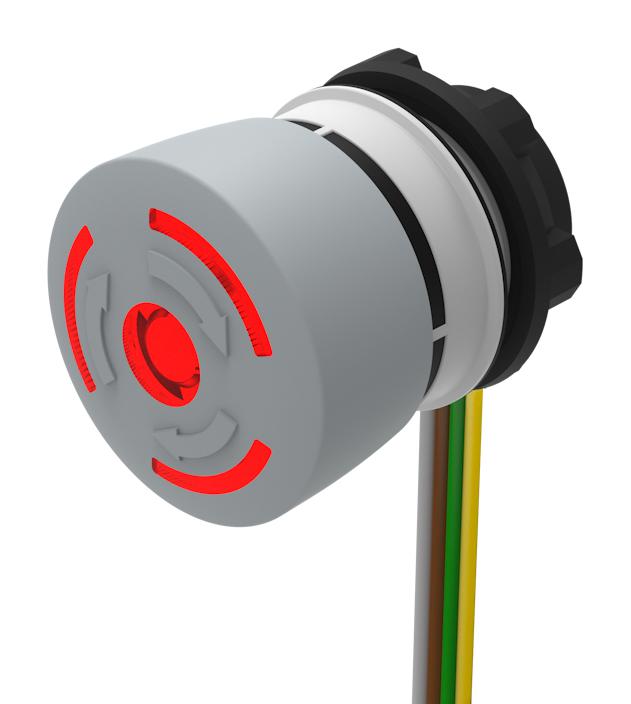 EAO 84-6221.2B40 Emergency Stop Switch, Grey, Round, SPST-NC, Twist to Release, Cable, 3 A, 120 V