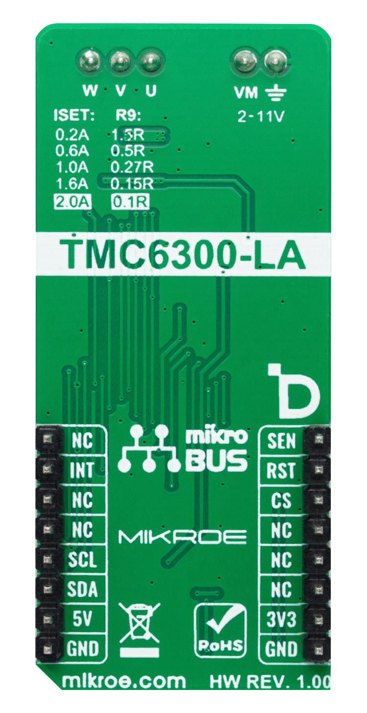 MIKROELEKTRONIKA MIKROE-5910 Add-On Board, Brushless 27 Click, TMC6300, 3-Phase BLDC/PMSM Motor Driver, I2C, 3.3V/5V in