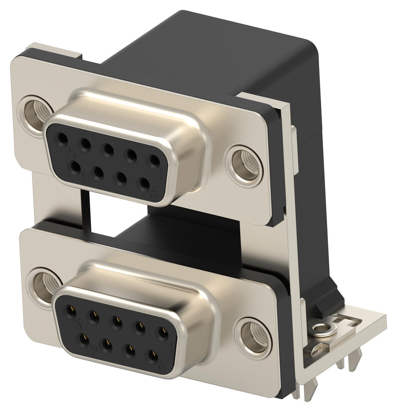 TE CONNECTIVITY 2454917-1 Stacked D Sub Connector, Upper - Receptacle / Lower - Receptacle, DE, 9 Contacts