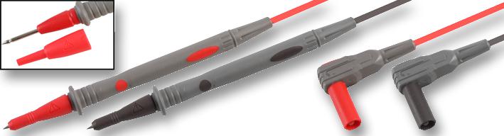 TENMA 72-9340 Test Lead Set, 4mm Right Angle Banana Plug, Shrouded, Test Tip Probe, 1 kV, 10 A, Black, Red