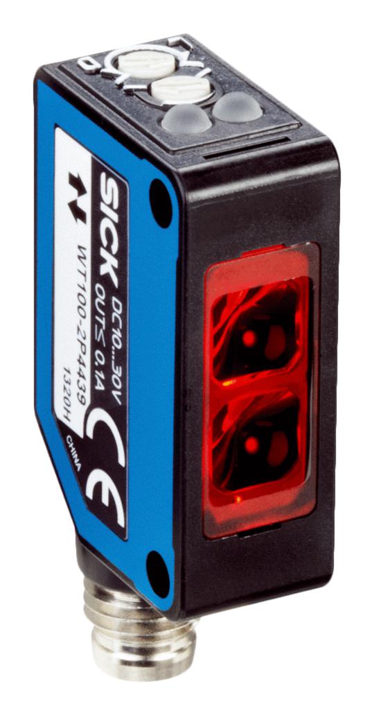 SICK WT100-2P4439 Photoelectric Sensor, 1.2 m, PNP, Energetic, Proximity, 4 Pin M8 Connector, 10 to 30 VDC