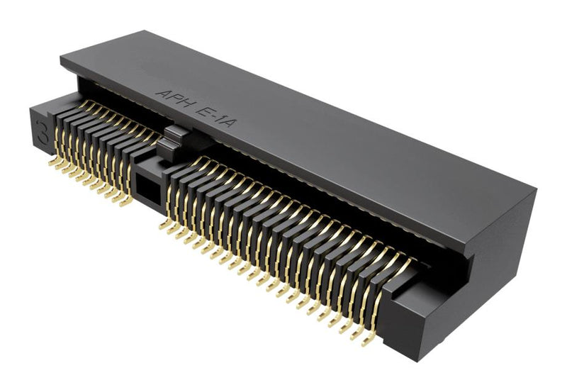 AMPHENOL COMMUNICATIONS SOLUTIONS MDT420E01411 Card Edge Connector, Dual Side, 0.8 mm, 67 Contacts, Surface Mount, Right Angle