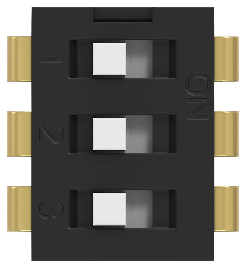 ALCOSWITCH - TE CONNECTIVITY ADEN03TTU04 DIP SW, 3CKT, SPST, 0.025A, 24VDC, TH