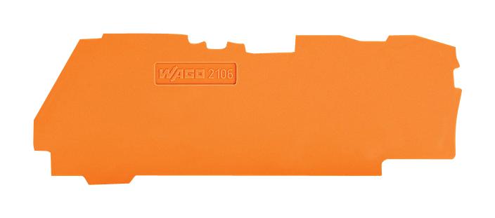 WAGO 2106-1392 Accessory, End-Plate, 3 Conductor 35mm DIN Rail Mount Terminal Blocks - 2106 Series