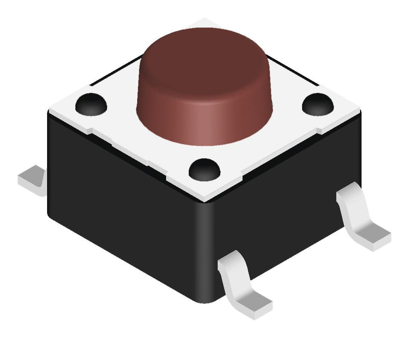 MULTICOMP PRO MPDTSM-61N-V-T/R Tactile Switch, SPST-NO, Brown, Top Actuated, Surface Mount, Round Button, 160 gf, 50mA at 12VDC