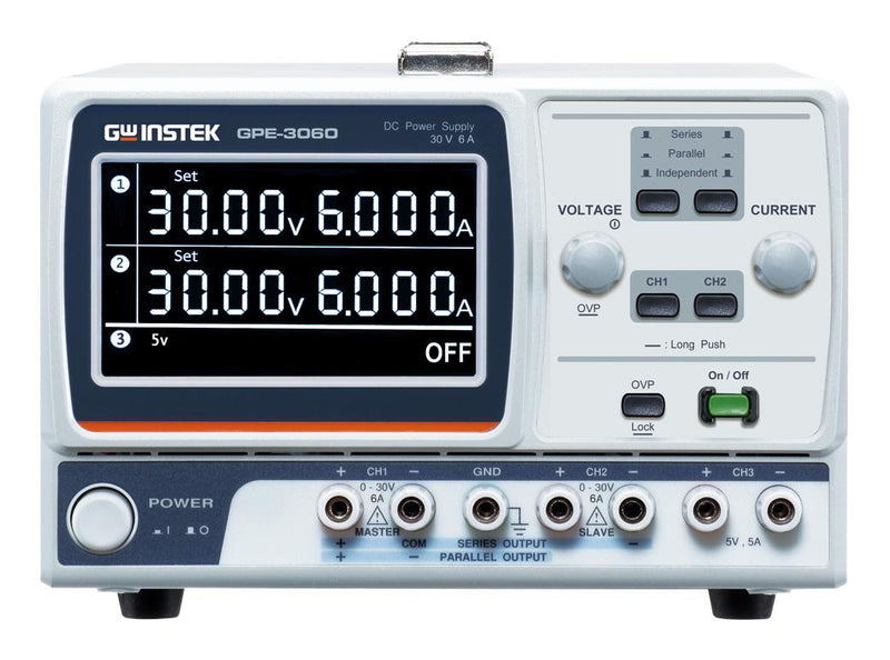 GW INSTEK 01GP306000GS Bench Power Supply, Adjustable, 3 Output, 0 V, 32 V, 0 A, 6.2 A
