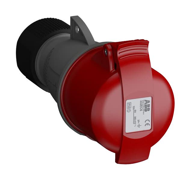 AMPHENOL SINE/TUCHEL 2CMA102040R1000 Pin & Sleeve Connector, 32 A, 415 V, Cable Mount, Socket, 3P+E, Grey, Red