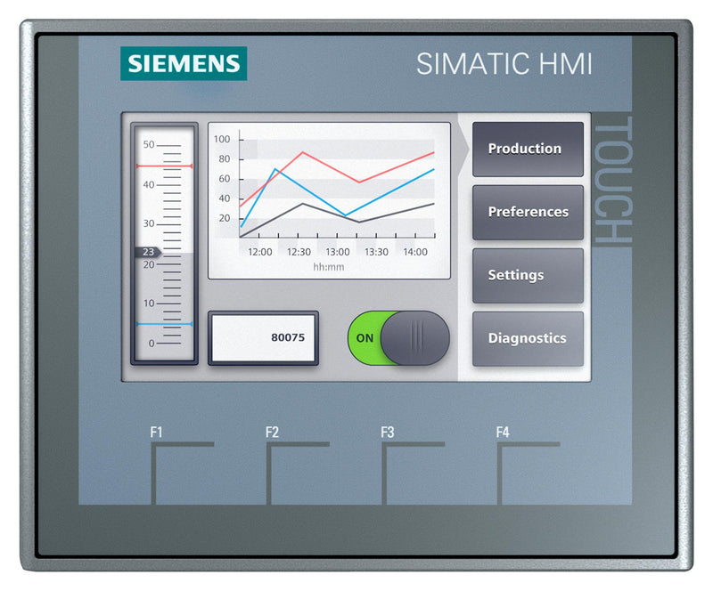 SIEMENS 6AV2123-2DB03-0AX0 HMI Panel, 4.3", TFT, 480 x 272 Pixels, 19.2 to 28.8 VDC, 0 &deg;C to 50 &deg;C, SIMATIC HMI Series