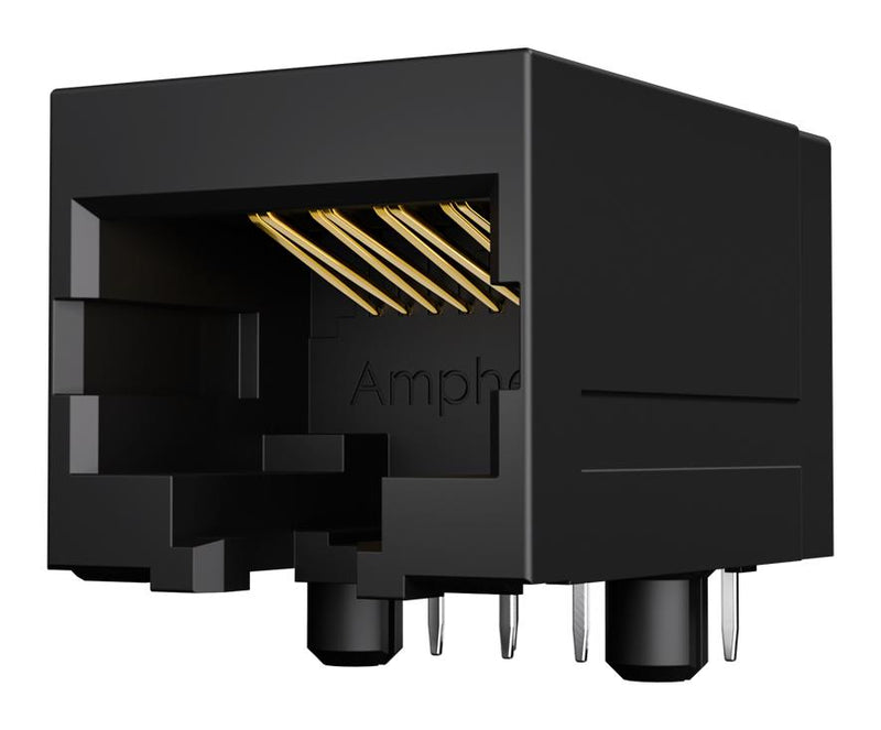 AMPHENOL COMMUNICATIONS SOLUTIONS RJE1D18821401 Modular Connector, RJ45 Jack, 1 x 1 (Port), 8P8C, Cat5e, Through Hole Mount